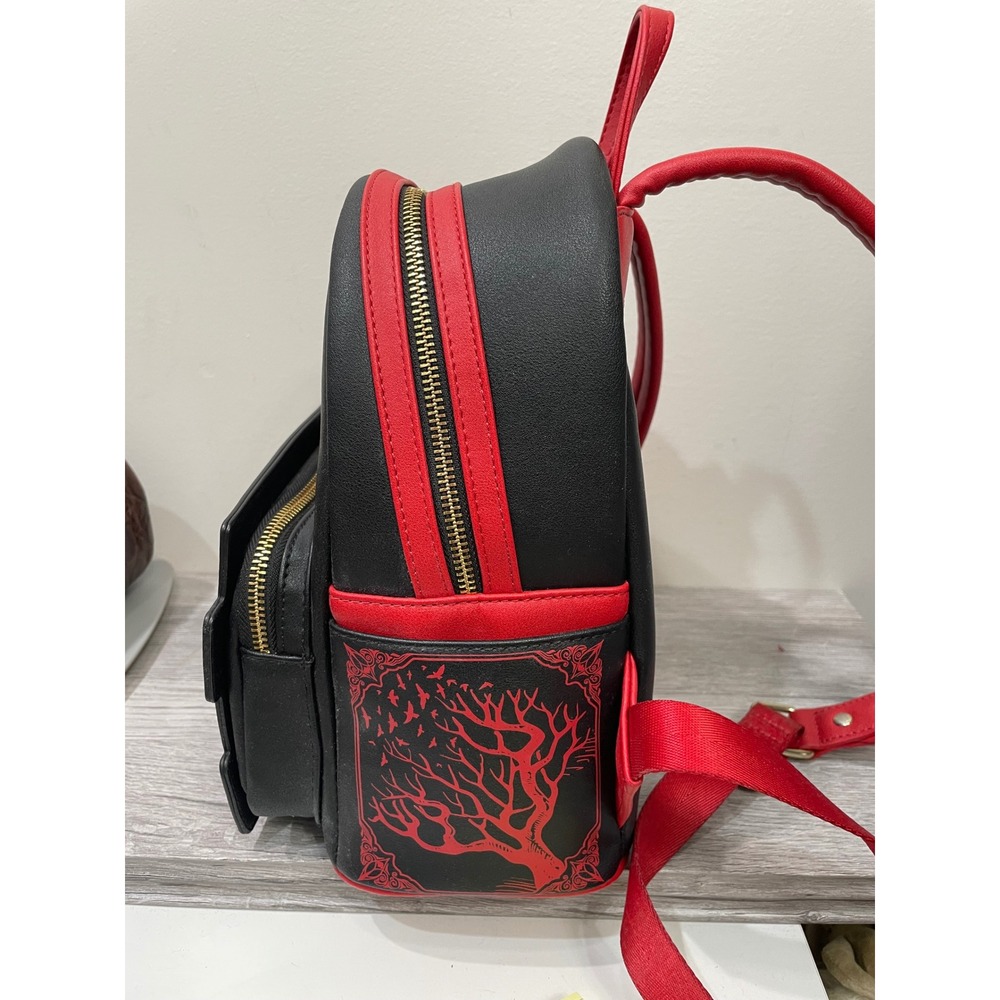 Loungefly Edgar Allan Poe Book Stack Mini Backpack Black Red Gothic Raven Skull - Picture 2 of 8